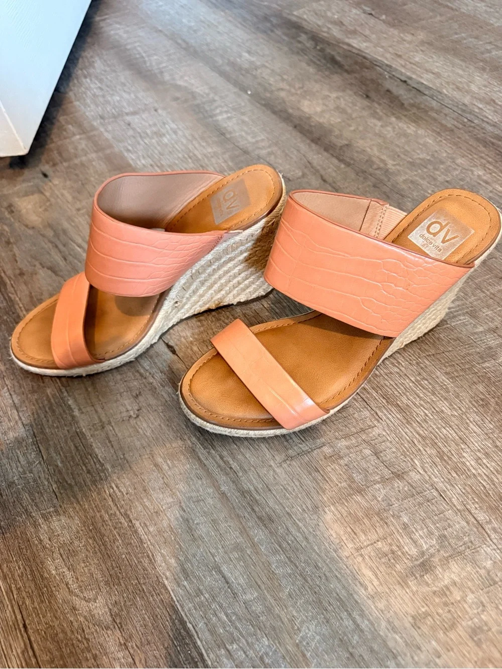 Dolce Vita Lotty Pink Crocodile Espadrille Wedge
